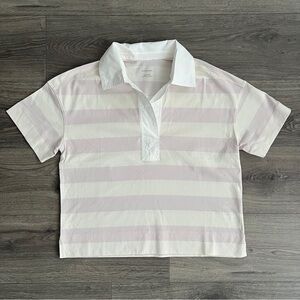 EVERLANE The Retro Jersey Polo Shirt Small Oversized Purple Preppy Coquette 70s